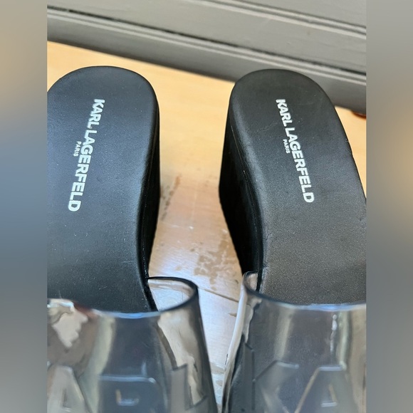 KARL LAGERFELD PARIS Fenya Transparent Platform Slides Women Size 7.5 - Picture 5 of 9